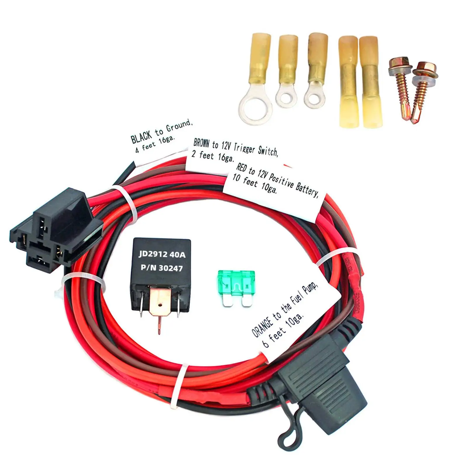 Fuel Pump Relay Set Long Wires Wiring Harness for 12V System Automotive