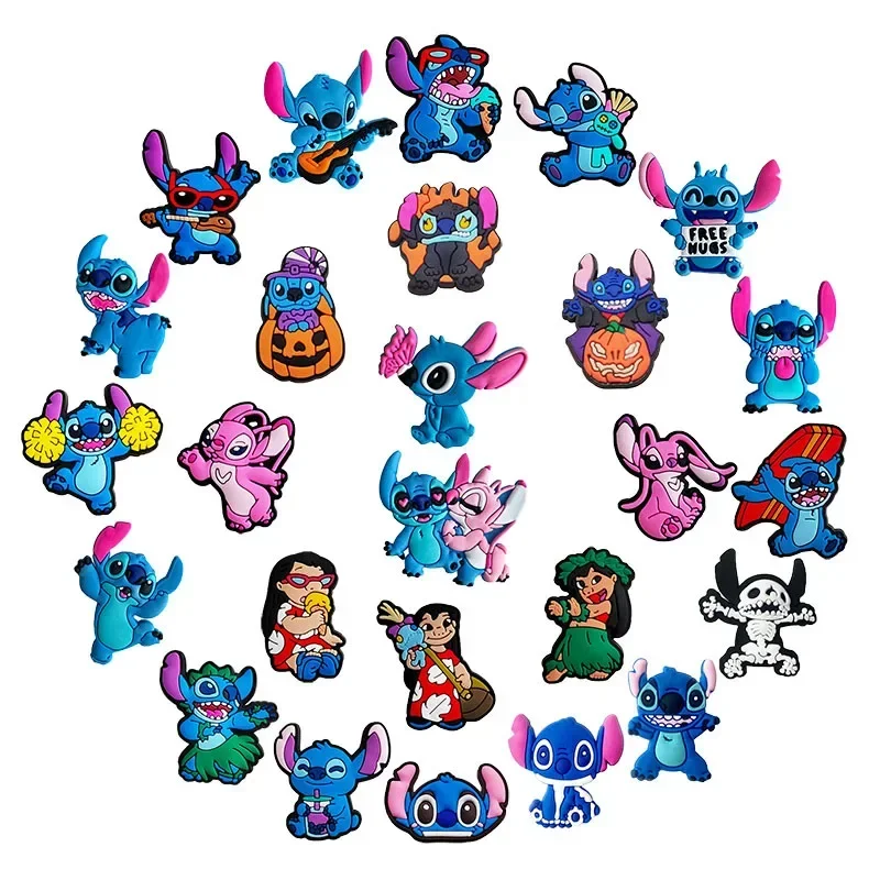 26pcs Funny Disney Stitch Shoe Charms Cartoon DIY Shoes Accessories for Clogs Sandals Decorations Kids Women X-mas Gifts