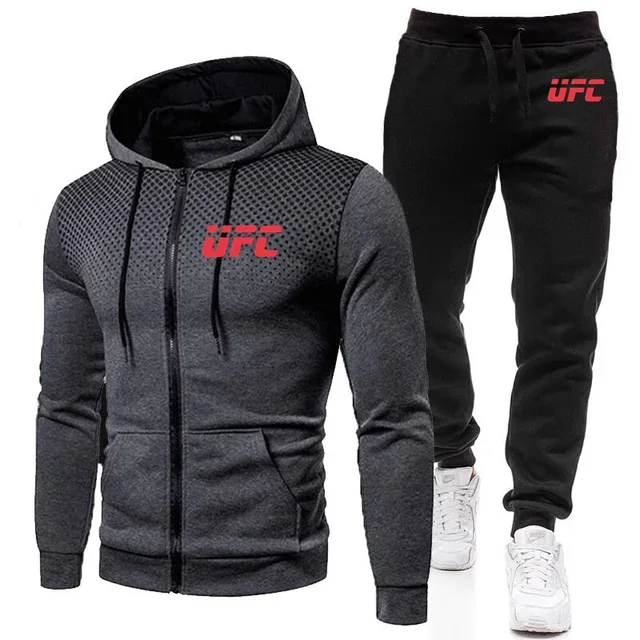 2024 New Men\'s Football Sets Zipper Hoodie+Pants Two Pieces Casual Tracksuit Male Sportswear Gym Brand Clothing Sweat Suit