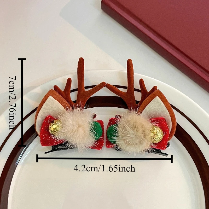 زوج من أغطية الرأس لعيد الميلاد للأطفال على شكل قرون لطيفة لعيد الميلاد وحلي إكسسوارات عيد الميلاد