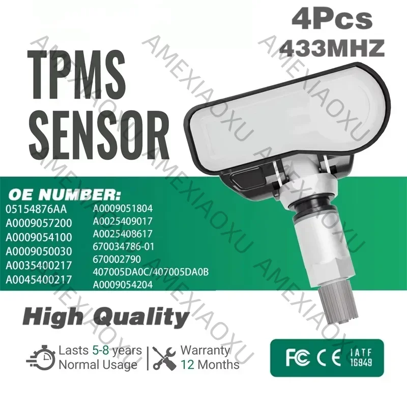 

4x A0045400217 433MHZ TPMS Tire Pressure Sensor For Mercedes A GLE S Class Citroen A0009050030 670002790 A0009051804 A0009057200