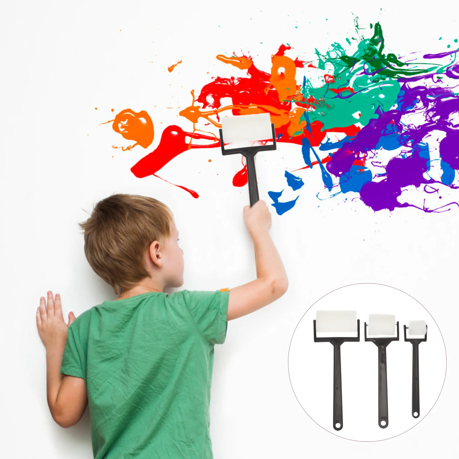 15 Pcs Kids Painting Sponge Brush Set Plastic Tool Compact Size Safe Smooth Material Water Pigment Absorb Craft