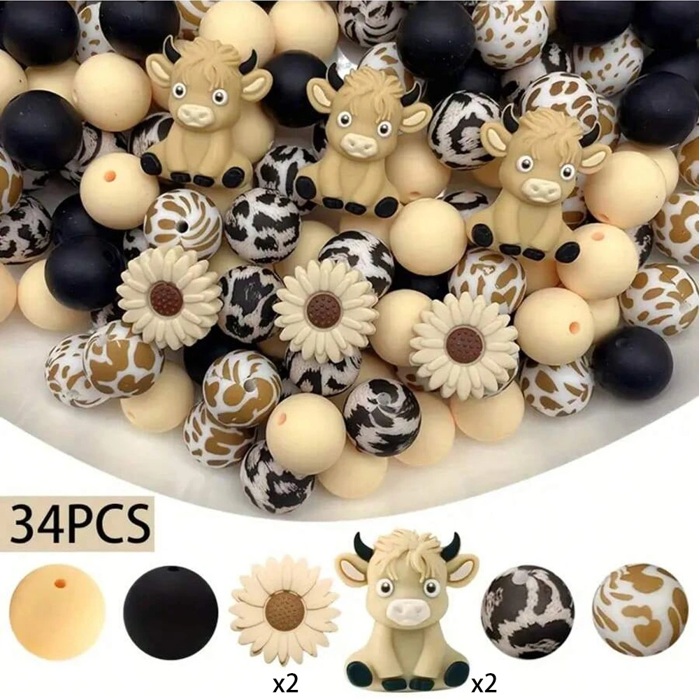 25/34-teiliges 3D-Tier-Silikonperlen-Set für DIY-Halsketten, Armbänder, Dekorationen, Stifte, Schmuckanhänger usw. Geburtstagsgeschenk für die Feiertage – Detail 13