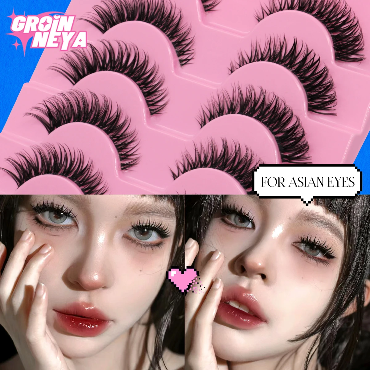 Lasvirey رموش مانغا الطبيعية رقيق القط رموش الطبيعية لينة غير مرئية الجذعية كامل قطاع جلدة ثلاثية الأبعاد فو المنك جلدة ماكياج