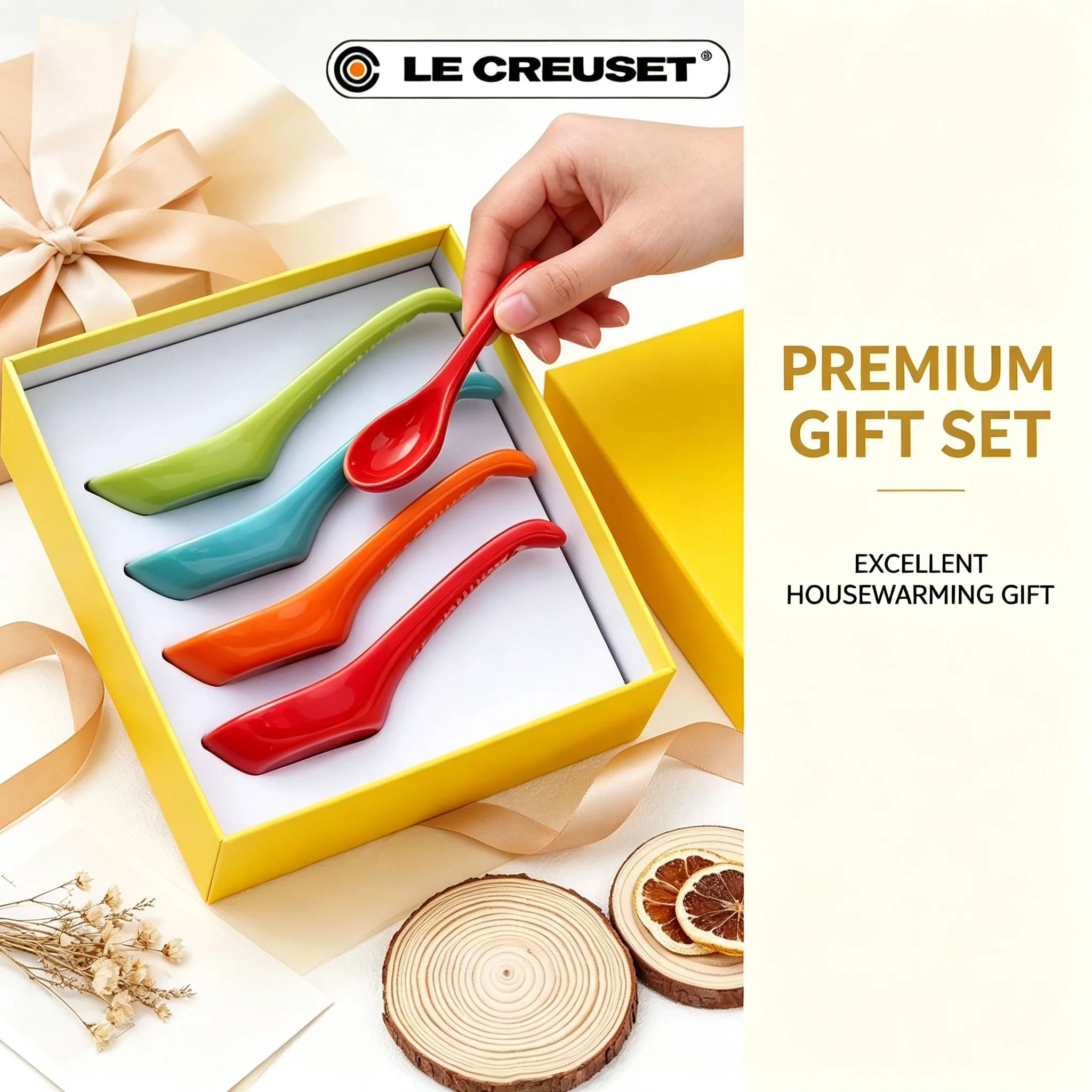 Le Creuset Rainbow Ceramic Chopsticks Gift Box, Healthy Reusable Colorful Tableware, Premium Home Kitchen Dining Accessories