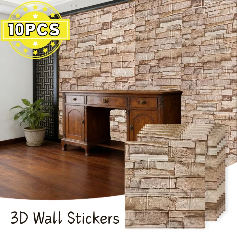 3D Soft Foam Brick Wall Sticker 38.5cmx35cm Self Adhesive Wallpaper Stain Resistant Decor For Bedroom Living Room Home Wall