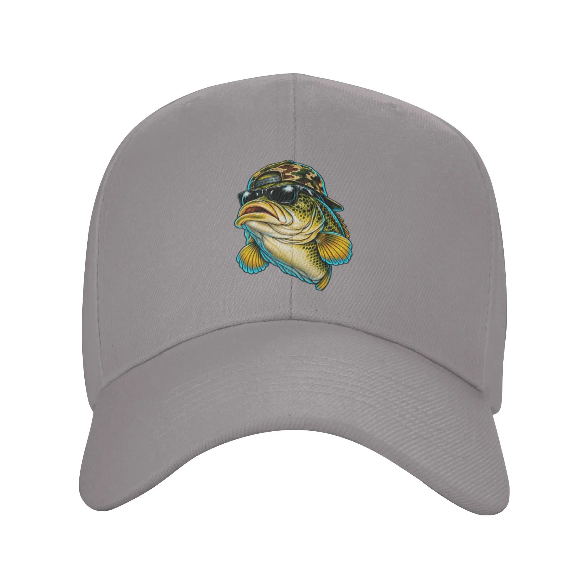 Camouflage Bass Fisher Largemouth Lake Portrait Artwork Trendy Baseball Cap Mountain Climbing Fashion Cap Snapback Cap