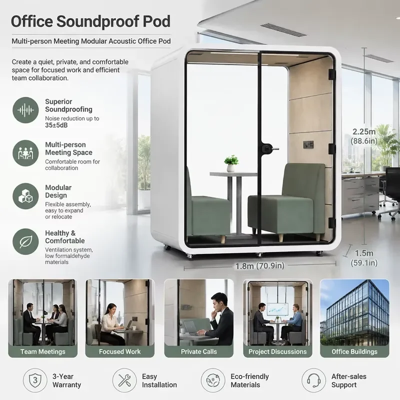 for Sound Insulation Room Steel Frame Durable Modular Cabin Suitable for Offices Shared Workspaces Schools Hospitals