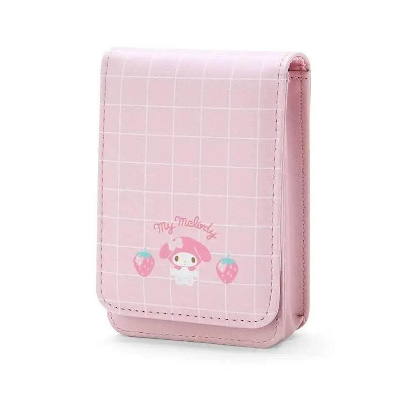 Sanrios Cinnamoroll Kuromi Mymelody Cartoon PU Makeup Mirror Lipstick Storage Bag kawaii Anime Magnetic wallet Coin Purse Gifts