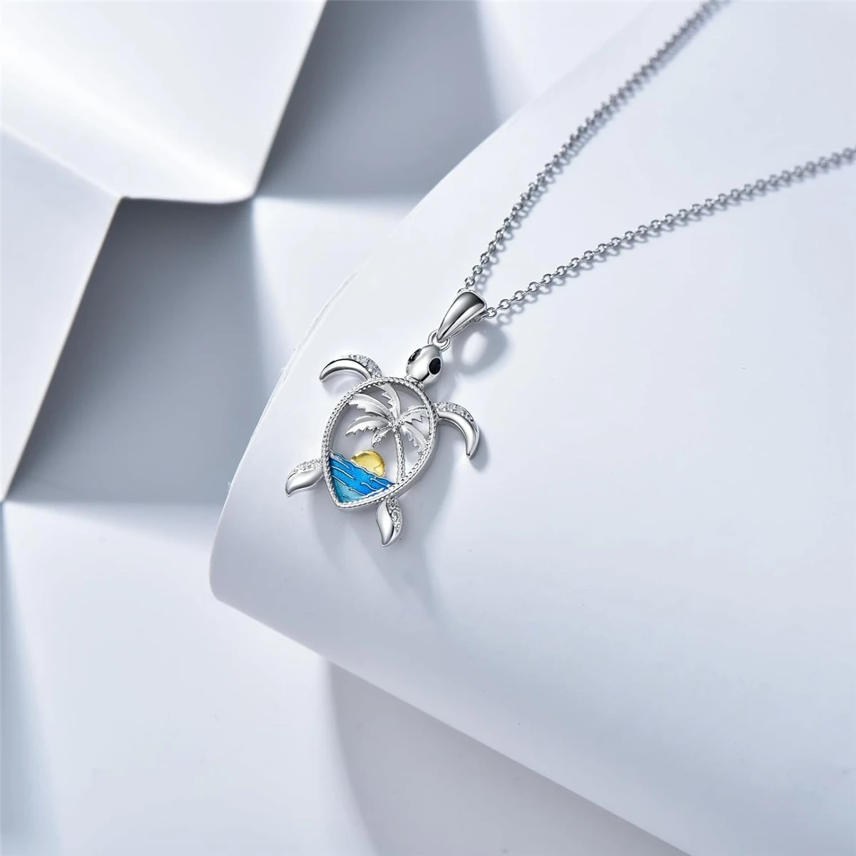 2Pcs/Set Sea Turtle Pendant Necklace and Split Ring with Coastal Charm, Perfect Commemorative Gift for Ladies' Parties