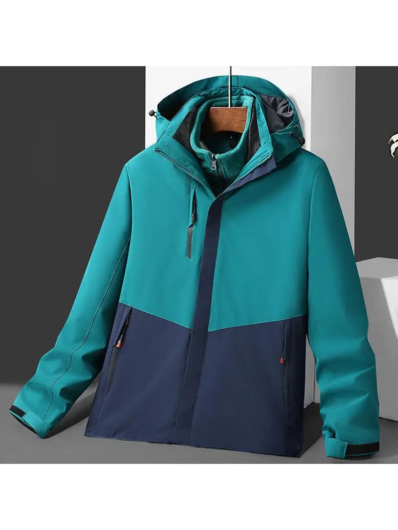 

Outdoor Tee-in-One Detachable Fce Lined Thiened Jaet Coat Set for Men And Women Casual Loose Fit Polyester Fiber