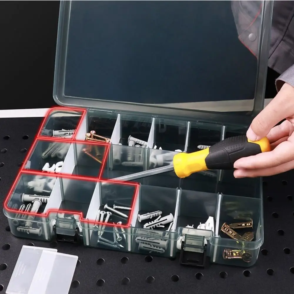 Thickened Plastic Tool Parts Box Drill Bit Accessories Removable Grid Tool Classification Case Multifunction Transparent