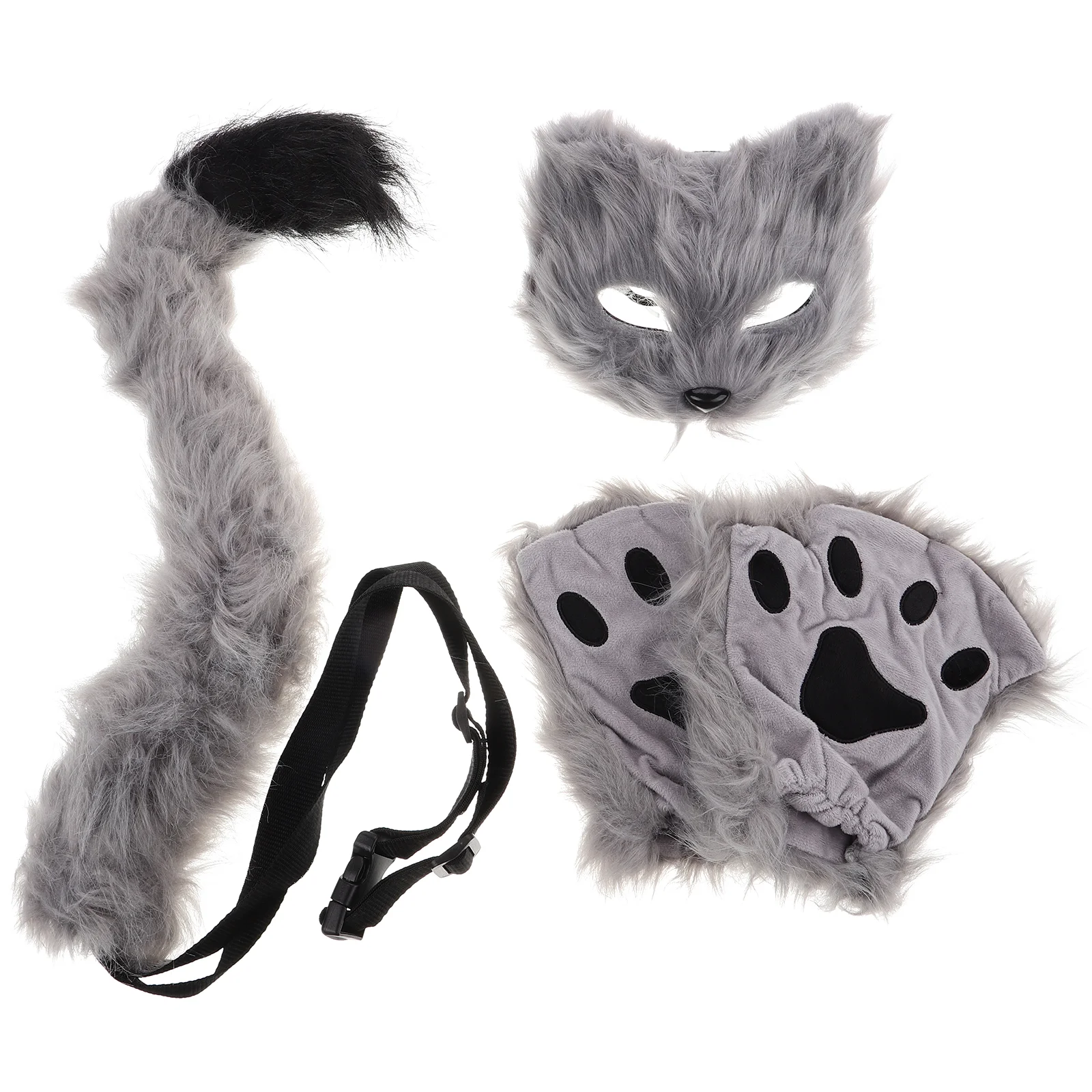 

Furry Mask Halloween Masquerade Therain Paw Tail Child Tails Costume