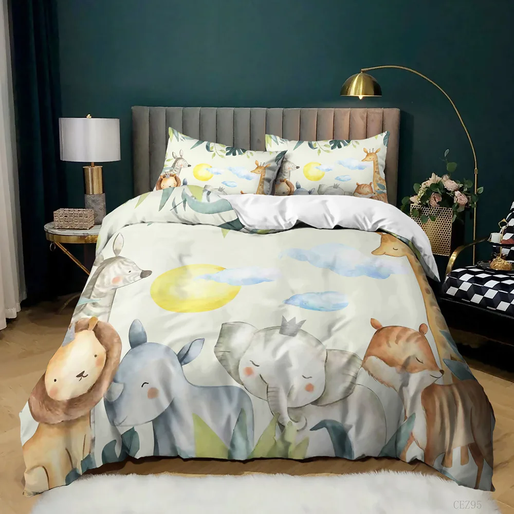 Set copripiumino animale Queen Cute African Animal Print Twin Bedding Set microfibra colorato Jungle Animals Zoo Party copripiumino