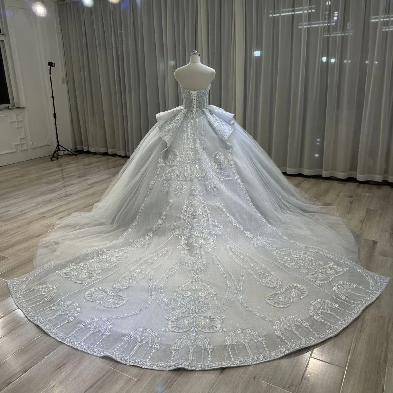 Abito da sposa grigio-blu di alta qualità 2023 abito da sposa principale con perline da sposa di vendita caldo