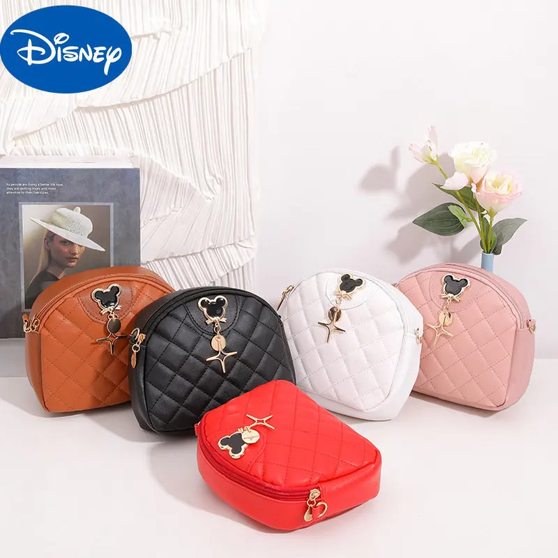 MINISO Ladies  Small Round Bag New 2023 Messenger Bag Round Cake Bag Fashion Mickey Pendant Simple One Shoulder Messenger Bag