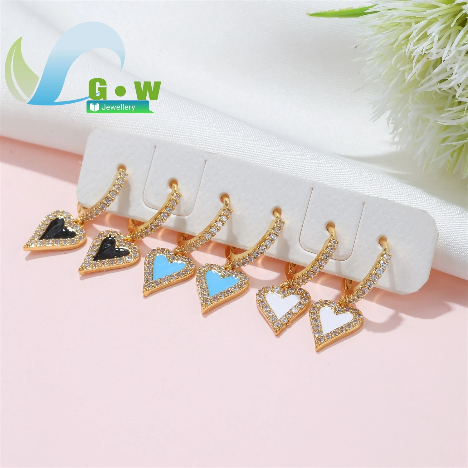 

Модные серьги-клипсы в форме сердца с разноцветными цирконами, позолоченные, в стиле масляной живописи, для женщин, модные украшения