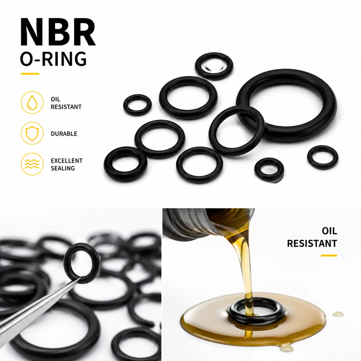 Water Pipe and Oil Circuit Universal Leak Sealing Kit NBR Nitrile Rubber O-ring Kit 225 Pieces CS 1-4mm OD 3-22mm