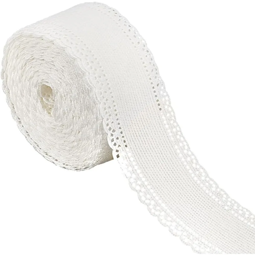 5 Yards weißes Band mit gewelltem Rand, 1–1/2 Zoll, Cordband mit Spitzenkante, gewellter Rand, gehäkelter Spitzenbesatzstoff