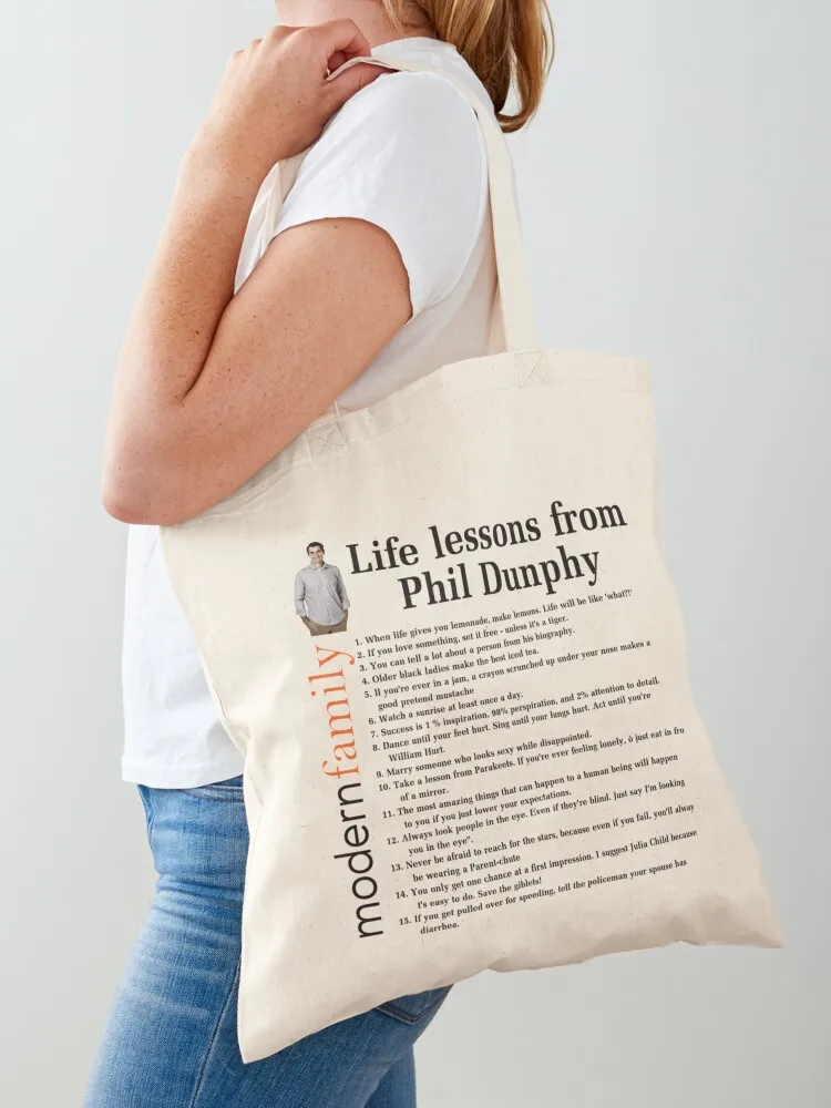 Life Lessons From Phil Dunphy Modern Family Films Sitcom Movie Cameron Tucker Alex Dunphy Gift Graph Tote Bag