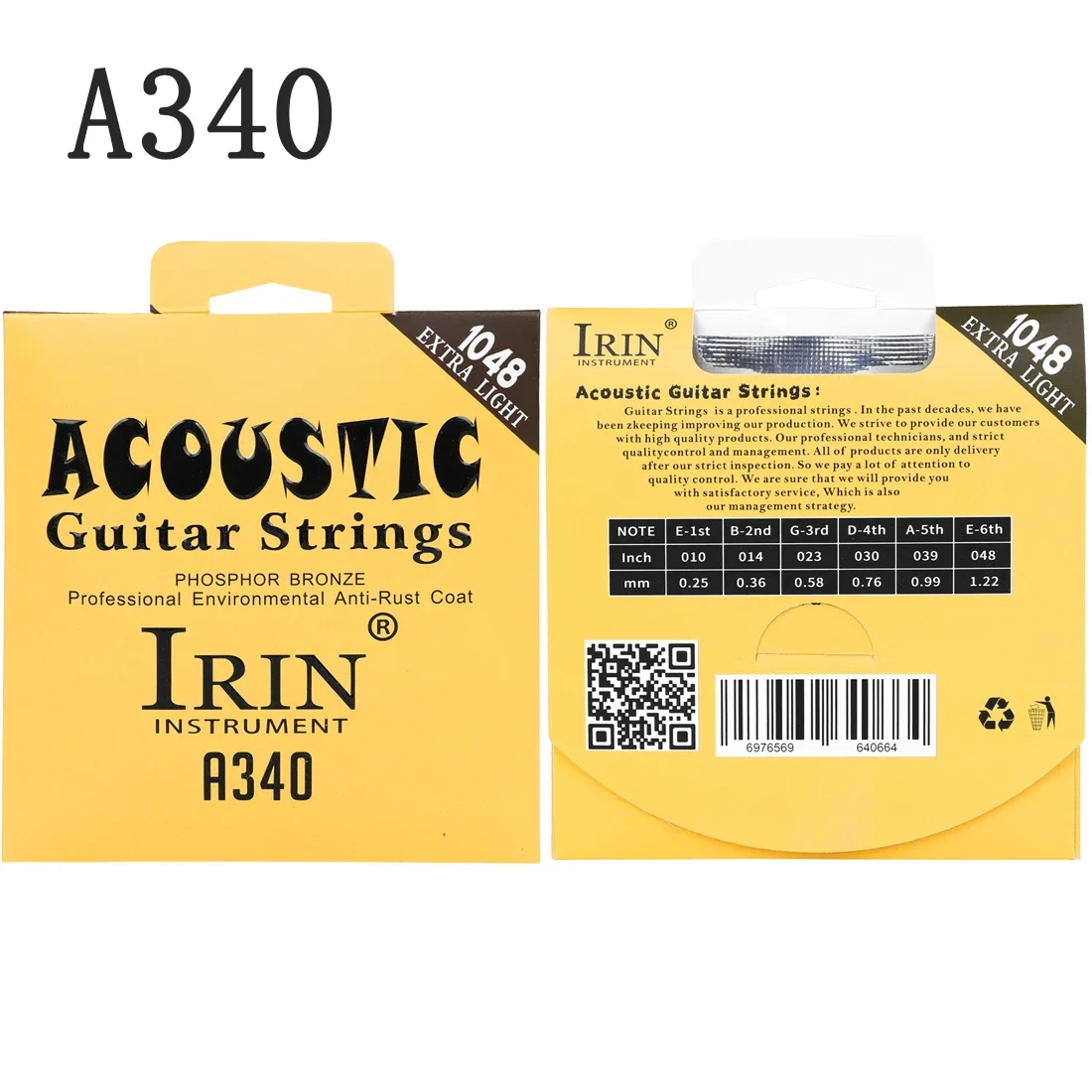 IRIN Acoustic Guitar Strings Hexagonal Alloy Steel Core Phosphor Bronze Guitar Professional Strings Folk Guitarra Accessories
