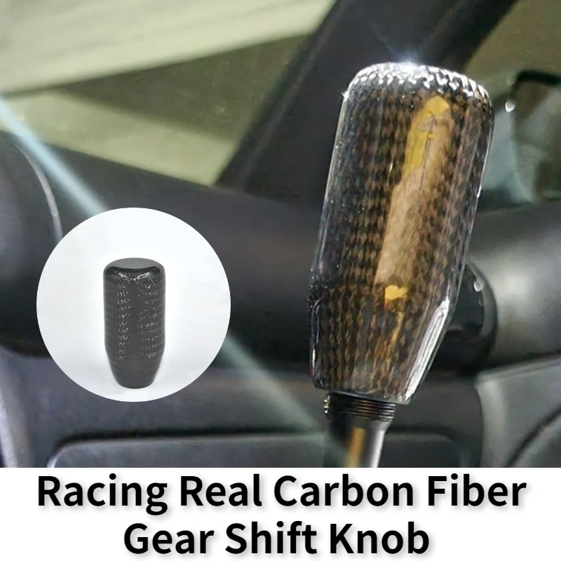 Racing Real Carbon Fiber Gear Shift Knob Knob 5th 6th Speed Handle Knob with For Converting Automatic Gear Into Manual Gear