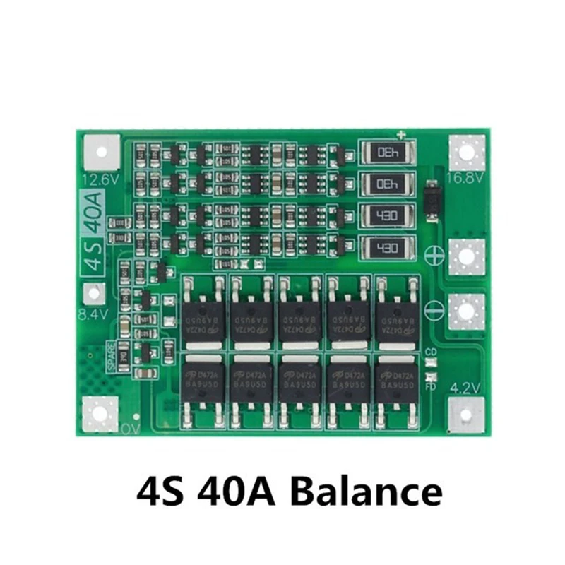 3S 4S 40A 60A Li-ion Lithium Battery 18650 Charger PCB BMS Protection Board with Balance For Drill Motor 14.8V 16.8V Lipo Module