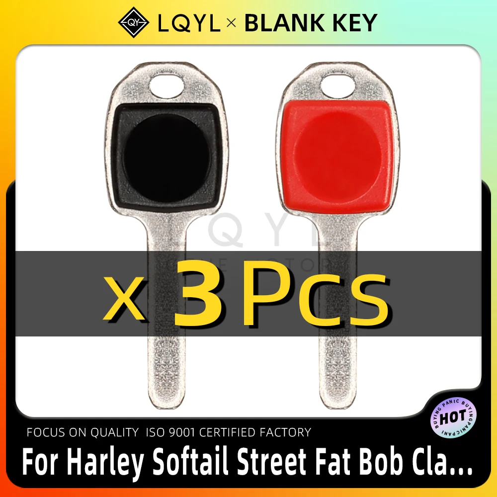 

LQYL 3 Pcs New Blank Key Motorcycle Replace Uncut Keys For Harley Softail Street Fat Bob Classic Heritage Slim Low Rider