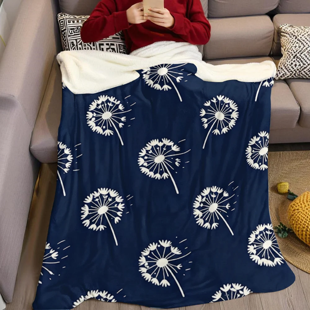 Blowing Dandelion Seeds Flannel Blanket Warm Soft Halloween Christmas All-Season Couch Decorative Cozy Warm Gift