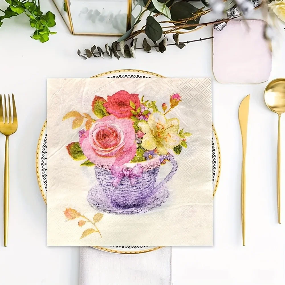 40 قطعة/الحزمة المناديل الملونة المطبوعة ورقة تحديد الموقع المتاح مربع الأنسجة لحفل الزفاف الجدول إعداد 2-ply 33*33 سنتيمتر