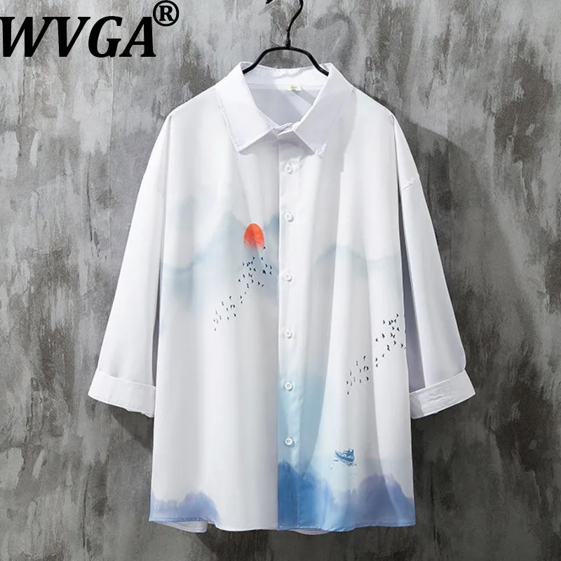 

WVGA Men's Japanese Style Summer New Short Printed Trendy Short Sleeve Shirts Niche Chic Casual Turn-Down Collar Tops Ins W21918