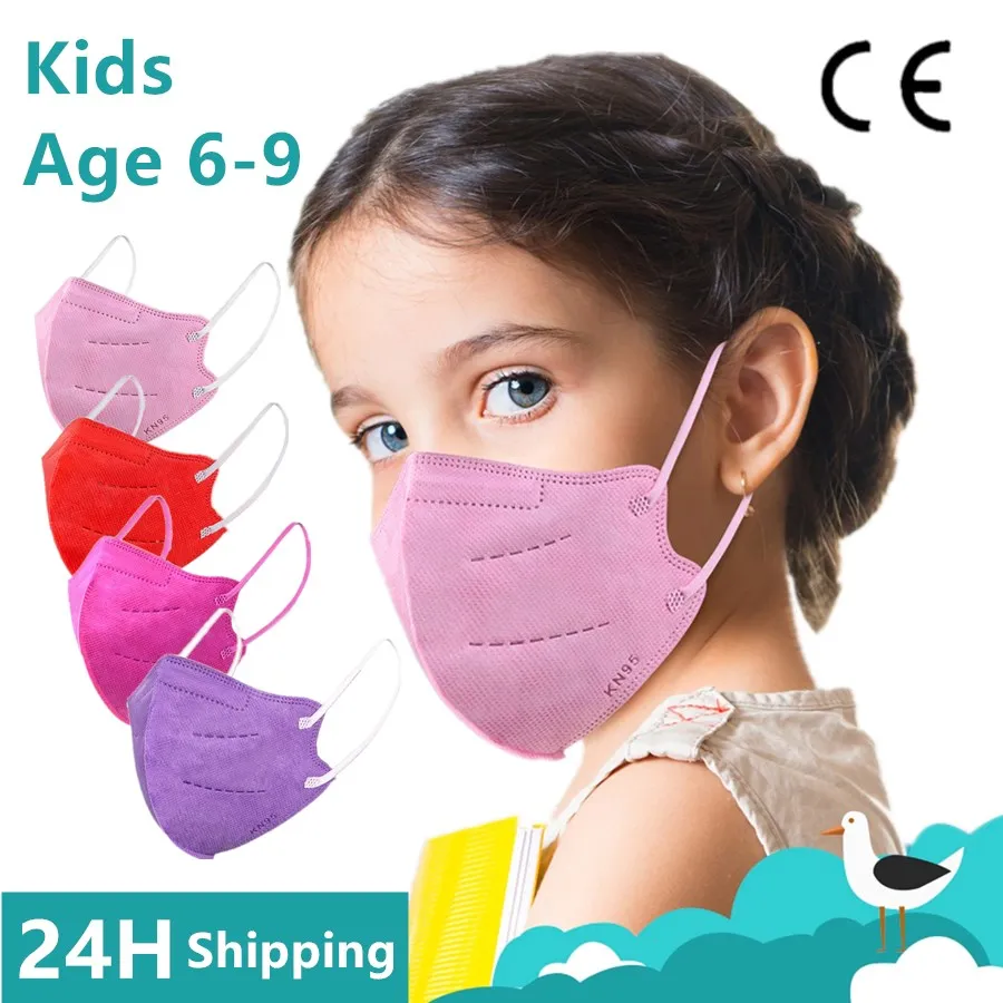 

KN95 Kids Aged 6-9 Children Mask FFP2 Girls Red Pink Face Cover School FPP2 Masque Dust Facial Mouth mascarillas niños negra