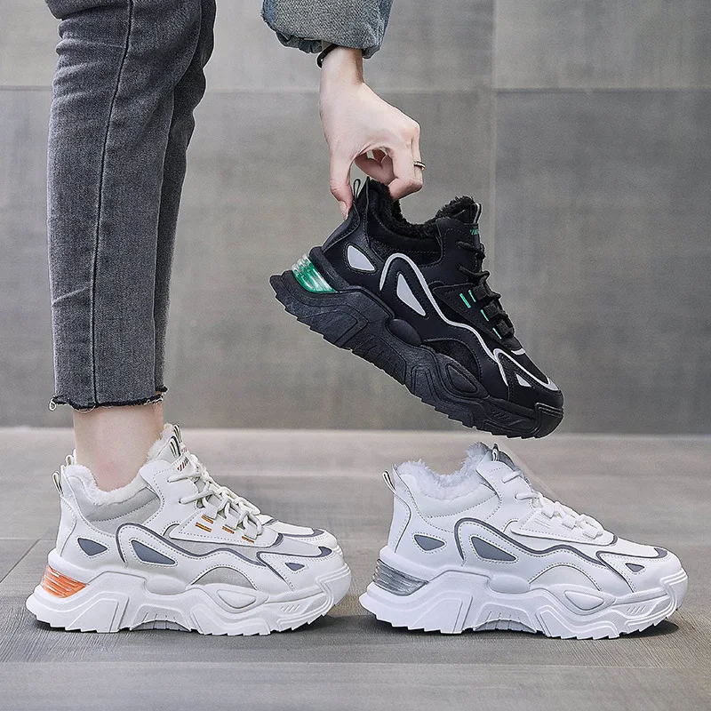 Women Sneakers 2022 Winter Shoes for Woman Sports Running Skateboard Shoe Plus Plush Warm Platform Snow Sneaker Zapatillas Mujer
