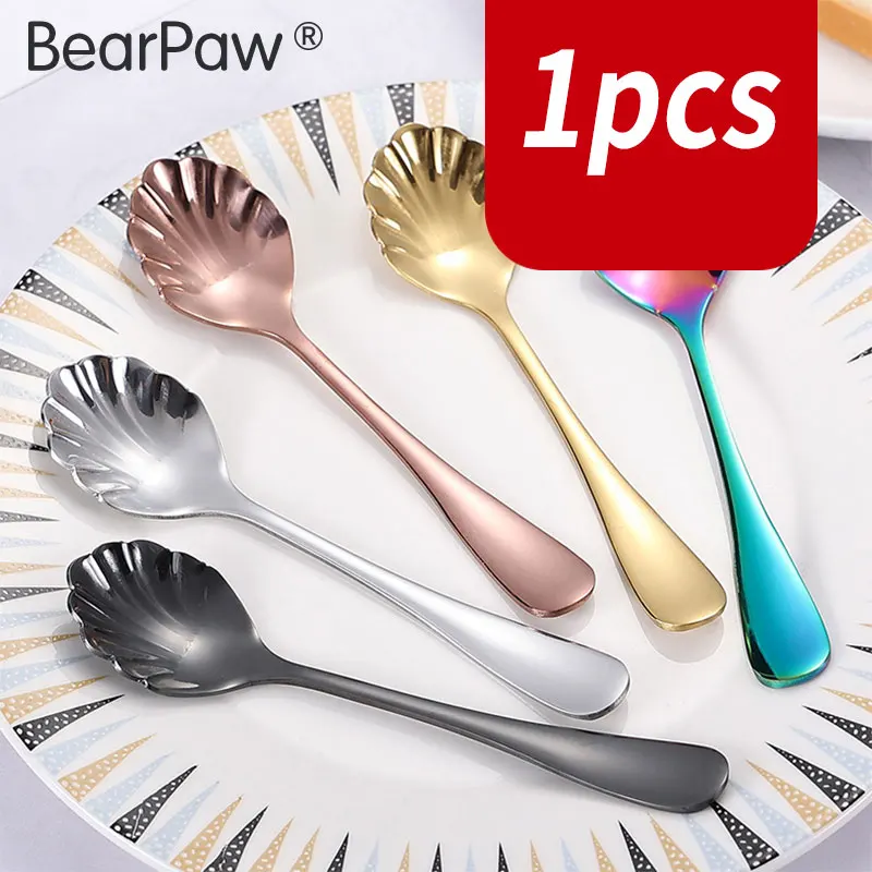 1pcs stainless steel table spoon, shell spoon, coffee dessert spoon, home scoop, ice cream spoon, crockery