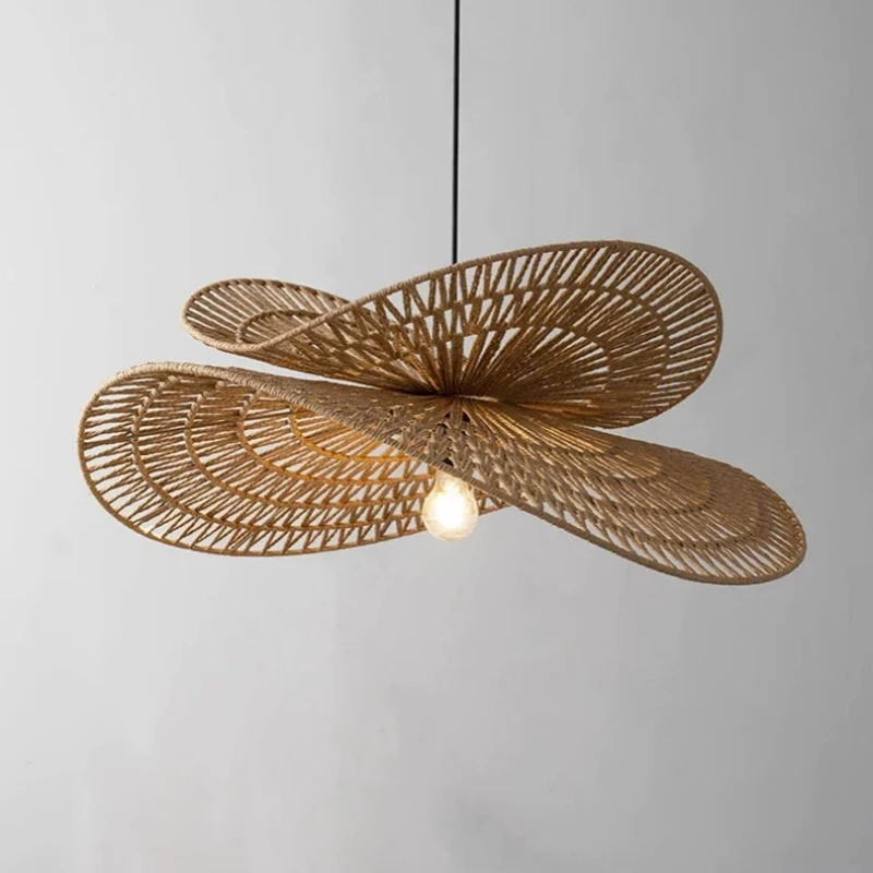 

Wabi-sabi Style Pendant Lights Rattan Hand-woven Lamp Restaurant Home Decor Bedroom Living Room Creative Dining Room Chandeliers