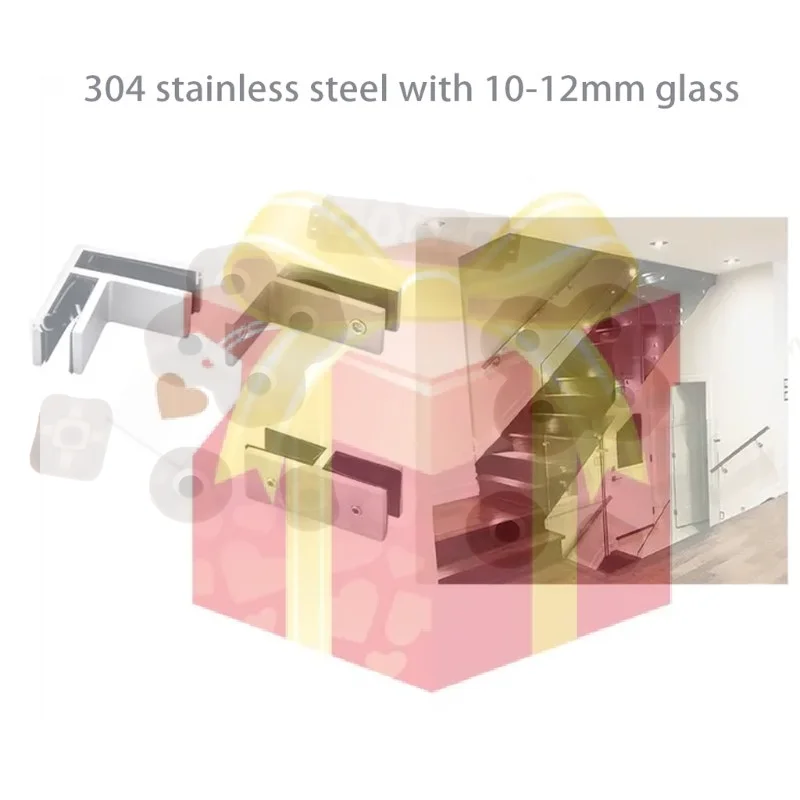 【HG】304 Stainless Steel Glass Clip Holder Heavy Duty Glass Clip Bracket For Tempered Glass