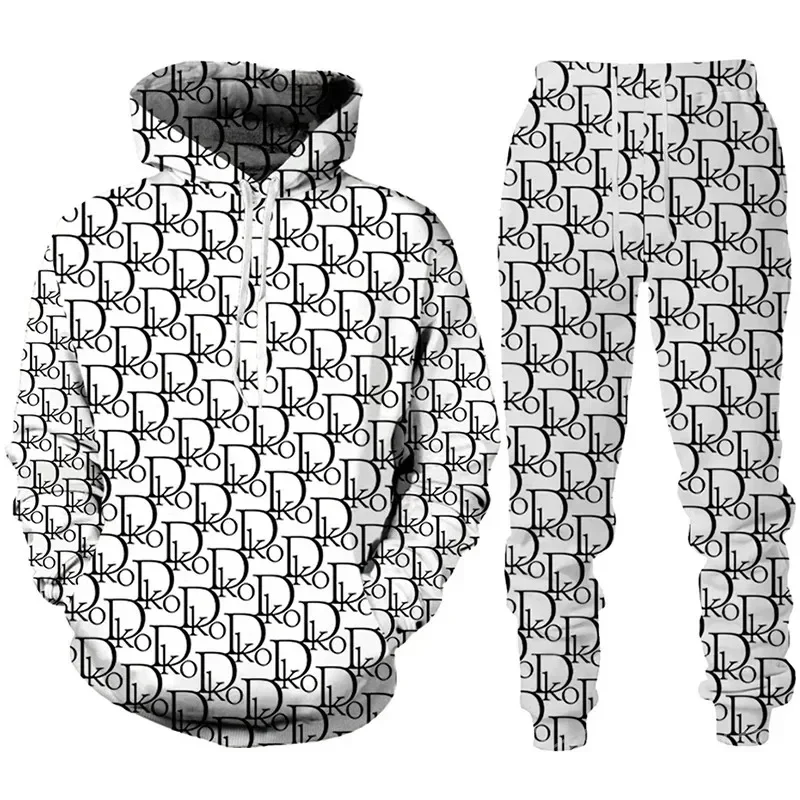 Autumn Winter Men Tracksuit Suits Man Hoodie Sweatpants Set Fashion 3D Printting Casual Personality Jogging Clothing Suit