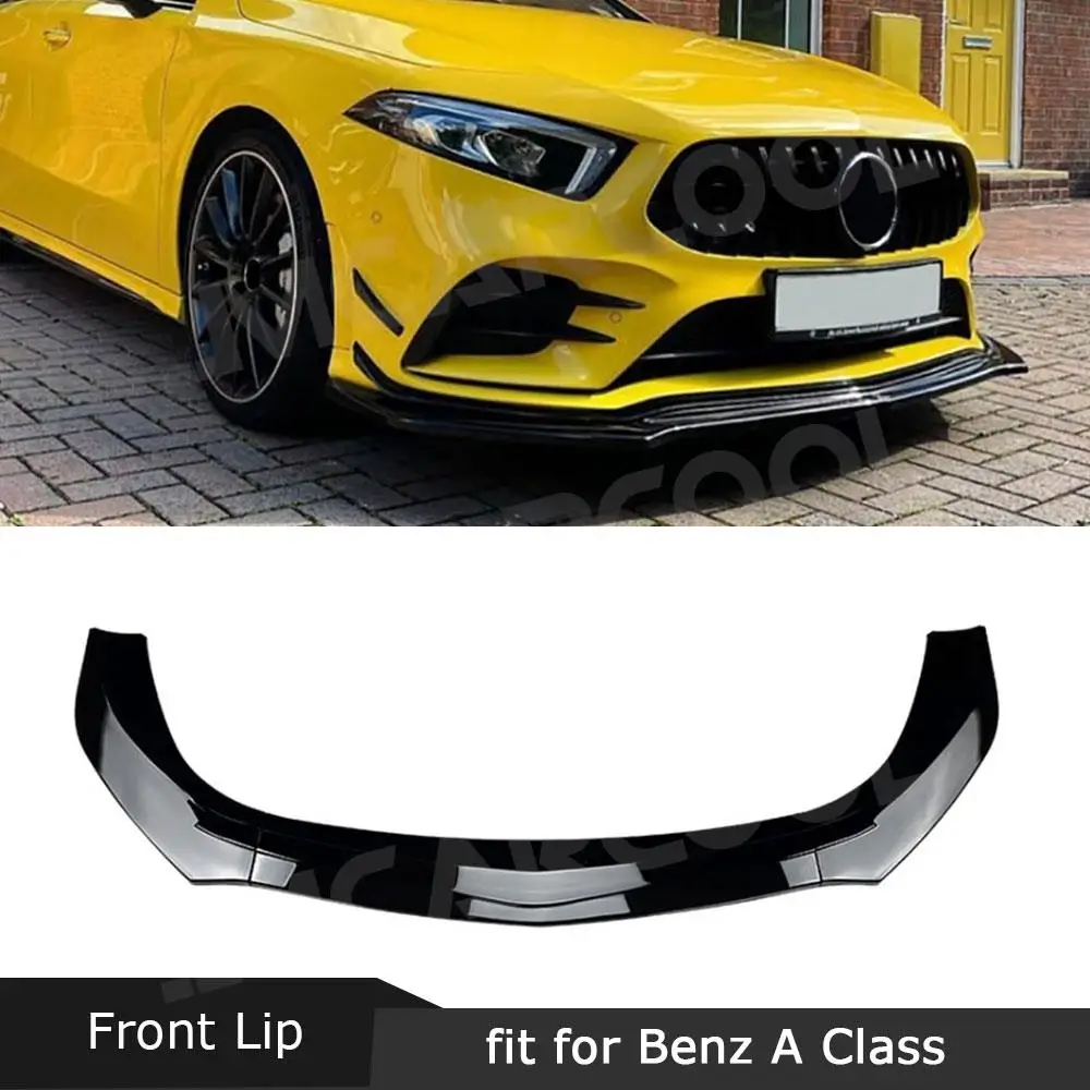 

Car Front Lip Bumper Chin Spoiler Splitter Cover For Mercedes Benz A Class W177 A180 A200 A35 AMG 2019-2023 ABS bodykit Parts