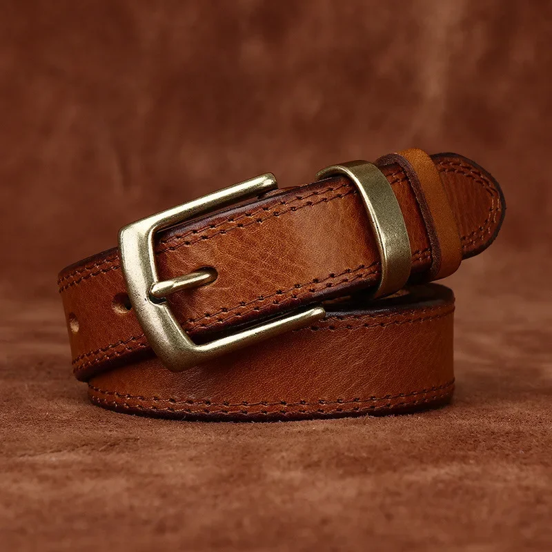 

2.8CM Women Pure Cowhide High Quality Genuine Leather Belts for Ladies Needle Buckle Jeans Cowboy Waist Belt Luxury Design