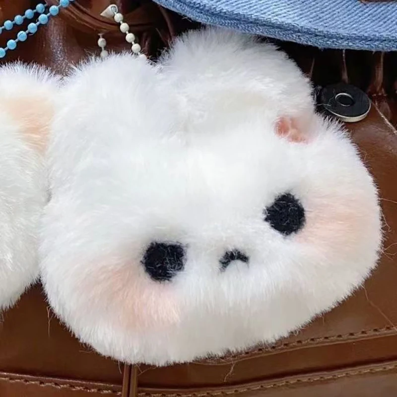 Cartoon Cute Expression Rabbit Plush Keychain Kawaii Doll Pendant Backpack Hanging Decoration Car Key Accessories For Girls Gift