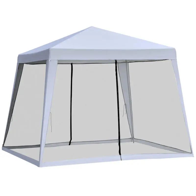 

Outsunny 10'x10' Outdoor Party Tent Canopy with Mesh Sidewalls, Patio Gazebo Sun Shade Screen Shelter, gray
