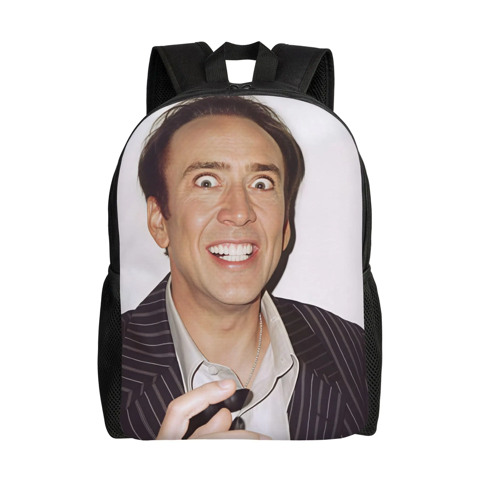 Nicolas Cage meme Backpack Men  Big Backpacks Polyester Kawaii High School Bags Cycling Colorful Rucksack