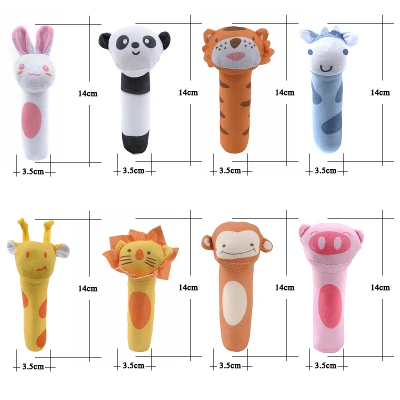 Baby Rattle Toy Cartoon Animal Stuffed Hanging Toys Baby Bed Crib Car Seat Travel Stroller Soft Plush Toys with Wind Chimes Gift