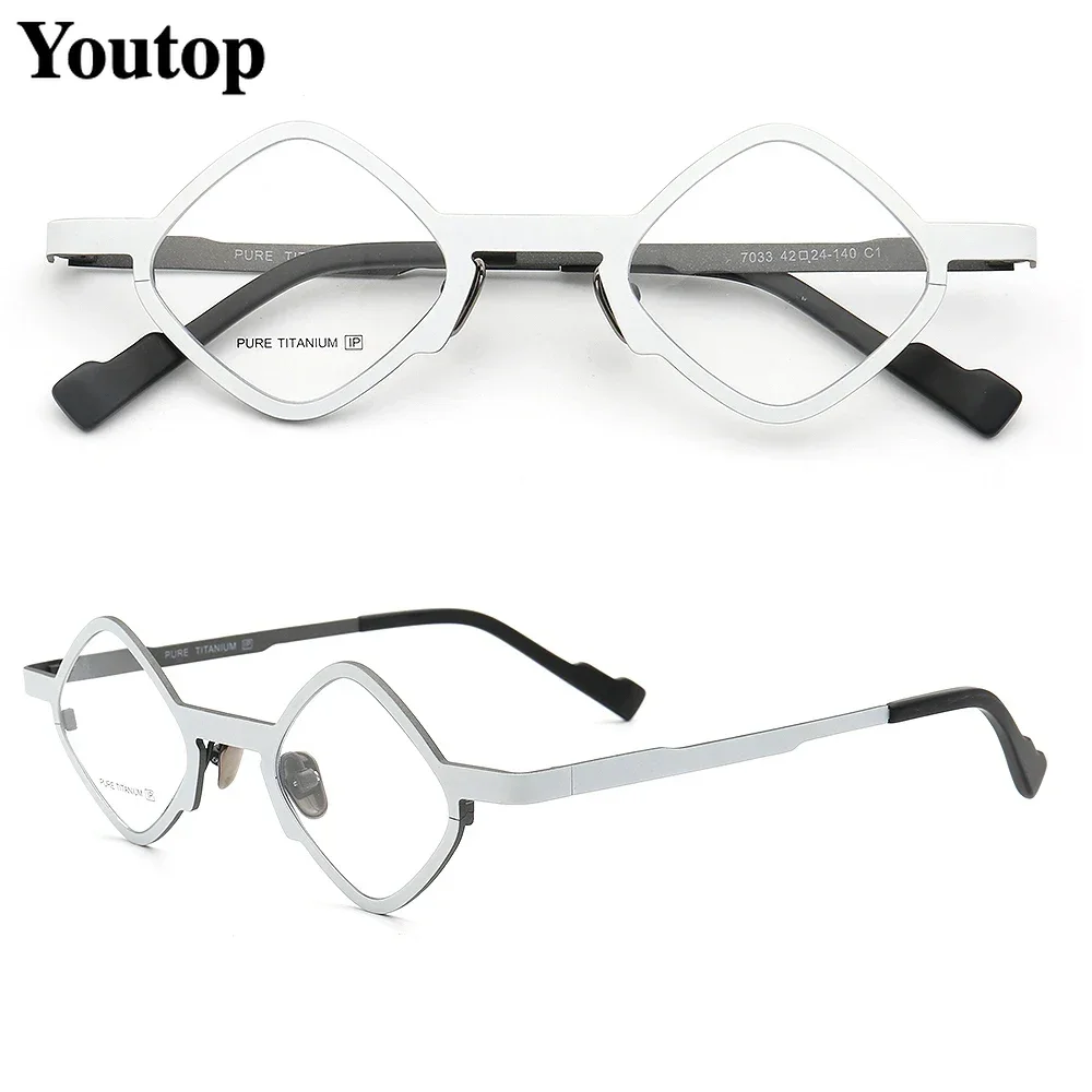 Square Men Glasses Frame Women Optical Eyeglasses Frames Pure Titanium Fashion Retro Metal Spectacles Rx Eyewear Lightweight