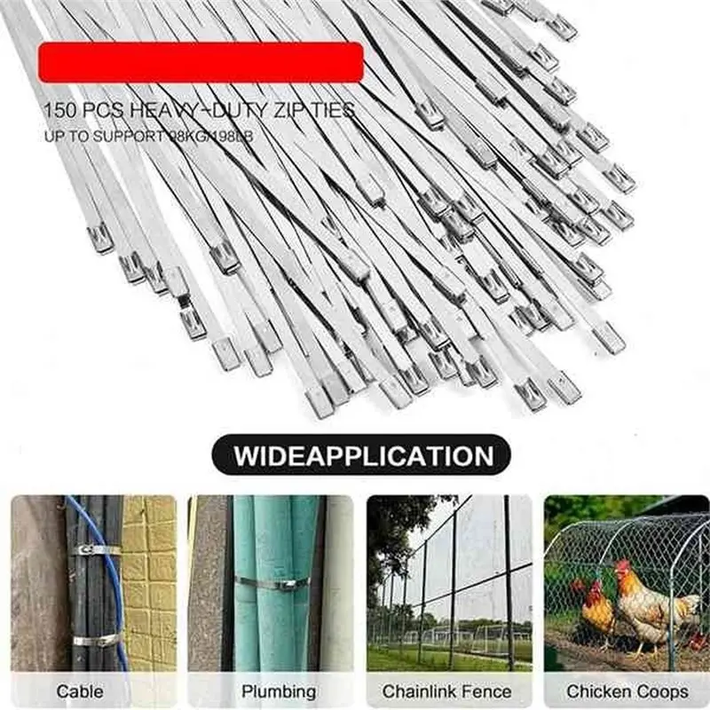 Cable Tie Gun Kit, Includes Metal Zip Ties And Release Tool, Gun Tightens And Cuts For Fence, Exhaust Pipe, Chicken Coop
