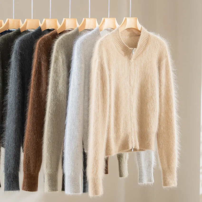 

Brushed Cashmere Cardigan Women's Oversized Round Neck Open Front Sweater Luxurious Soft Winter Coat
