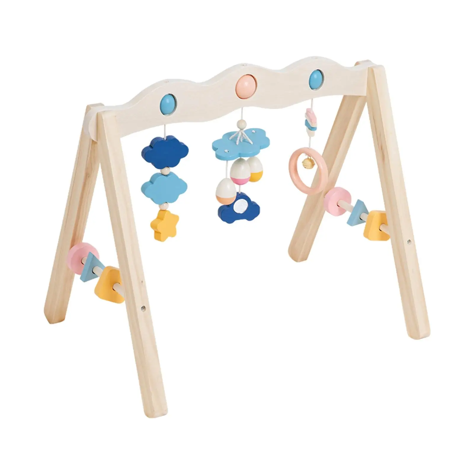 Wooden Baby Gym,Frame Activity Gym Hanging Bar,Wood Play Gym,Portable Baby Fitness Frame,Hanging Toy Wooden Stand for Newborn