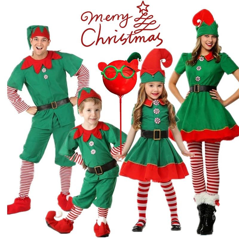 2025 niños niñas niños Navidad verde Santa Claus ropa conjunto niños Tops pantalones sombrero cinturón Navidad cumpleaños trajes disfraz de elfos