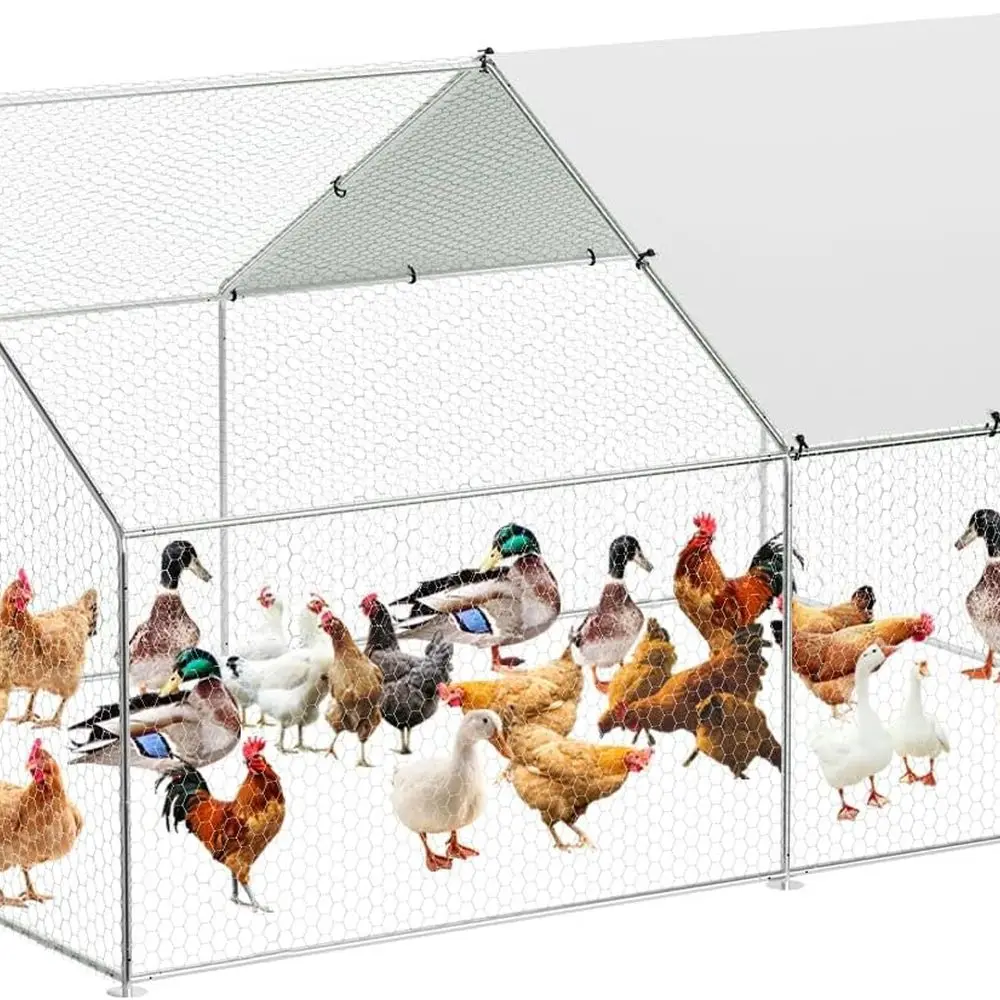 

Spacious Waterproof UV-Protected Chicken Coop - Walk-in Cage for Backyard Farming, 9.8x13.1x6.6 ft