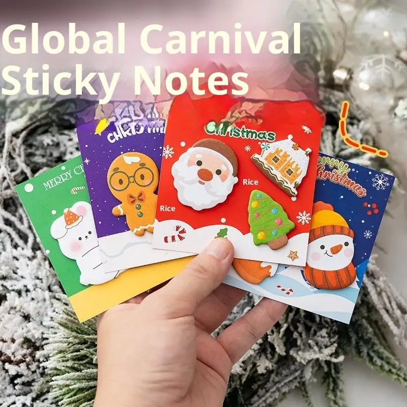 2PCS Christmas Sticky Note Cartoon Style Cute N Times Sticker DIY Message  Sticker Can Stick Ins Shaped Sticky Note Paper